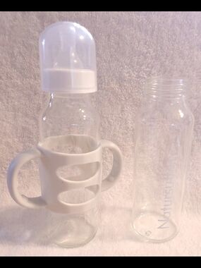 Natursutten Glass Baby Bottles Anti-Colic Nipple Cap Natural 8 oz France x2